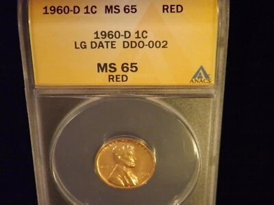1960-D   1C       DDO     LG DATE            ANACS   MS 65  RED   - Image 1 of 2