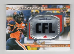 2023 UD CFL Greatness Lucky Whitehead GAME PATCH CFL LOGO BC Lions  1/1 RARE - Bild 1 von 2