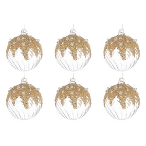 Palline di Natale in Vetro Trasparenti con Decorazioni Oro Beautity - Foto 1 di 3