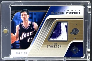 John Stockton 2004-05 UD Ultimate Collection Game Jersey Patch /100 GU Jazz HOF - Picture 1 of 2