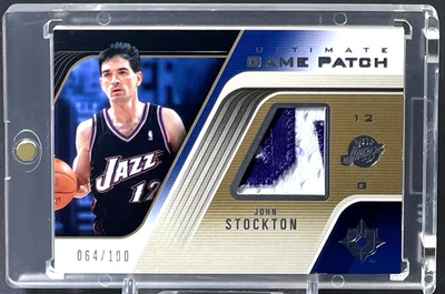 John Stockton 2004-05 UD Ultimate Collection Game Jersey Patch /100 GU Jazz HOF - Image 1 of 2