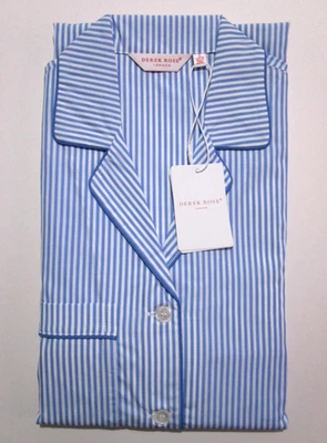 PIJAMA MUJER DEREK ROSE - PEQUEÑO - 100% ALGODÓN - PRECIO DE VENTA SUGERIDO POR EL FABRICANTE. £245 - PJ a rayas azul Foto 1 de 4