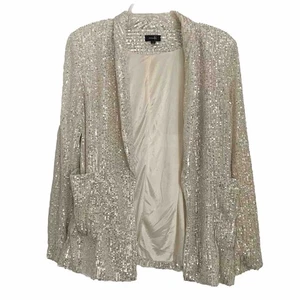 Blazer On Twelfth Mujer Talla Pequeña Champagne Lentejuelas Crema Frente Abierto Chaqueta - Imagen 1 de 10