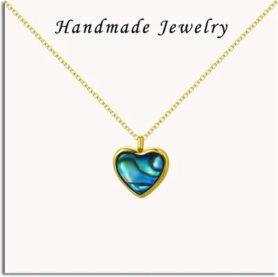 Collar Corazón Abulón Shell Colgante Collar, Collar Oro para Mujer Foto 1 de 4