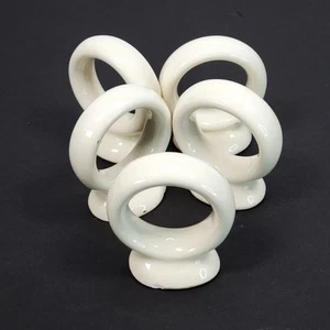 Vtg O'roark 1982 White Ceramic Napkin Ring Set Tableware Decor Retro Lot of 5 - Imagen 1 de 8