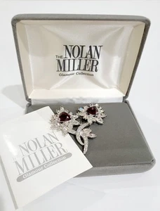 Nolan Miller Tono Argento Trasparente Viola Trilione Strass Fiore Firmato - Foto 1 di 3