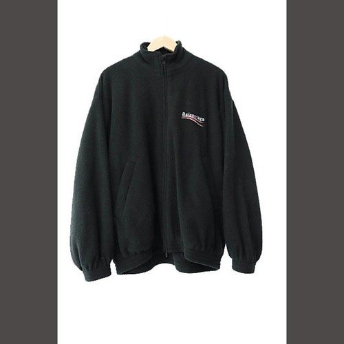 Balenciaga 23AW Giacca Pile Oversize Logo Ricamato Blouson L Nero Us
