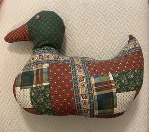 Vintage Patchwork Fabric Duck Weighted Doorstop - Picture 1 of 10