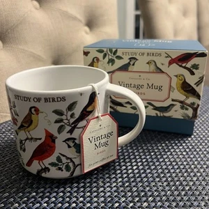 Preciosa taza de cerámica Cavallini & Co Study of Birds 14 oz estilo vintage - Imagen 1 de 19