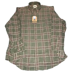 Camisa de franela GH Bass & Co XL alta junto al fuego 100 % algodón verde a cuadros - Imagen 1 de 7