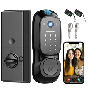 Fingerprint WiFi Smart Lock with Camera &Video Doorbell keyless entry Door Lock - Foto 1 di 9
