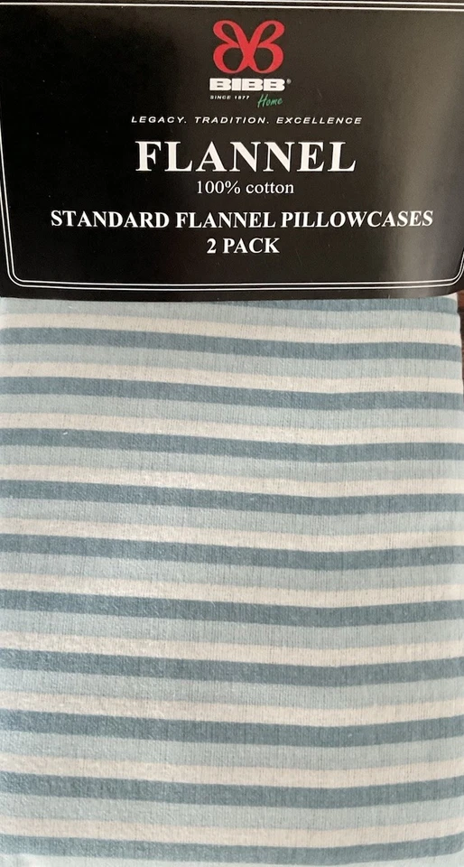 BIBB Home STANDARD Flannel Pillowcases Set OF 2 TAN CHECK 20x30”