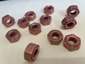 10 MMX 1.50 Threaded Hex Weld Nut 3 Point Copper Flash 1000 Pieces - Picture 1 of 2