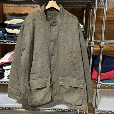 Vtg Orvis Wool Primaloft Field Jacket Coat, Mens XXL Tweed Tan Trench Lined - Image 1 of 4