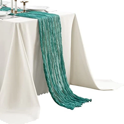 Corredores de mesa de gasa de 10 pies de ancho verde azulado  Foto 1 de 4