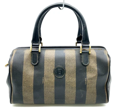 Auth Fendi Pecan Khaki PVC Leather Mini Boston Bag NS110853 - Image 1 of 4