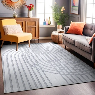 Rugshop Area Rug Modern Contemporary Lines Machine Washable Rugs for Living Room - Image 1 of 2