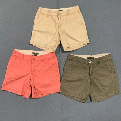 Conjunto de 3 Pantalones Cortos para Mujer Eddie Bauer Talla 2 Mezcla de Algodón Informales Caqui Verde Coral Foto 1 de 4