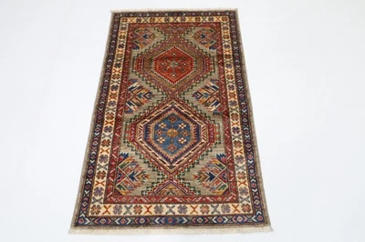 3 x 4 ft  Kazak Gray Area Rug Afghan Traditional Hand Knotted Wool oriental Rug - Image 1 of 4