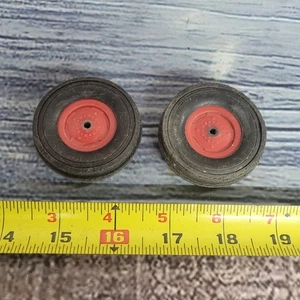 Tractor plastic rims and tires 1/16 scale front 3 rib tires red rims parts - Picture 1 of 7