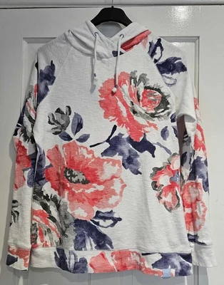 Sudadera con capucha para mujer Joules talla UK 14 blanca estampado floral Marlston Foto 1 de 4