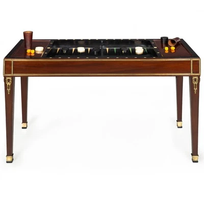 Escritorio de escritura de caoba francés Luis XVI fino Mesa de juego Tric-Trac circa 1785 Foto 1 de 4