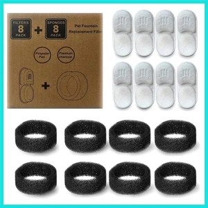 Filtros de fuente de agua para gatos, paquete de 8 filtros y esponjas de repuesto, solo aplicación... - Imagen 1 de 8