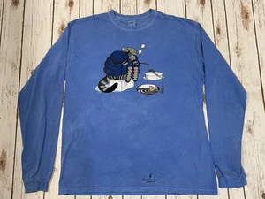 Crazy Shirts Hawaii Kliban Katze Winter Eisangeln blau Langarmshirt Größe L - Bild 1 von 22