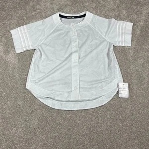 Adidas Damen weiß Größe Small Mesh Knopfleiste sportlich Mode Trikot Shirt neu mit Etikett - Bild 1 von 8