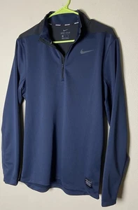 "NEW" Men's sz S Nike Golf Dry Core Blue/Black 1/2-Zip LS Pullover Shirt AH5548 - Picture 1 of 7