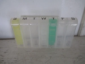 Plastic Medicine Pill Box/Case, Spring Loaded Compartments - Picture 1 of 3