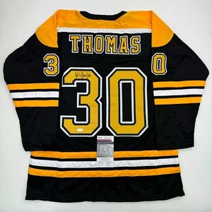 Autographed/Signed Tim Thomas Boston Black Hockey Jersey JSA COA - Picture 1 of 4