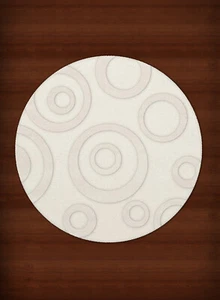 White Transitional Bubbles Rings Area Rug Circles DV5 - Picture 1 of 12