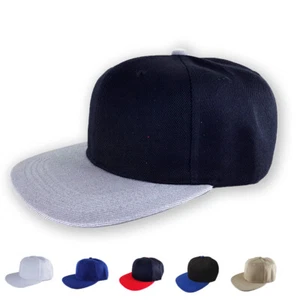 Plain Baseball Trucker Cap Hat Hip-Hop Flat Peak Visor Dancer Hat Adjustable - Picture 1 of 13