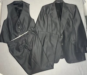 Vintage Executive 3 Piece Pinstripe Suit 2 button Union Made J Natale Size 46R - Picture 1 of 24