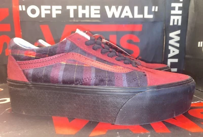 Vans Old Skool Platform  Velvet Plaid Port/Black Suede Women's 8   VN0A7Q5M02Y - Image 1 of 4