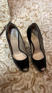 😎🖤Barneys NY Vero Cuoio Platform Shoes,Black Patent Size. 5.5. Or 35  1/2 - Picture 1 of 6