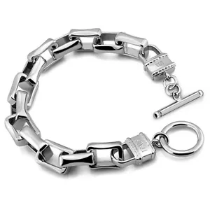 925 Sterlingsilber 10,5 mm Würfel Gliederkette zwei Schlösser Armband für Unisex 7,7 Zoll - Bild 1 von 6