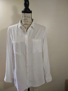 Blusa Tribal Mujer Grande Blanca Cuello Abotonado Mangas Largas - Imagen 1 de 5