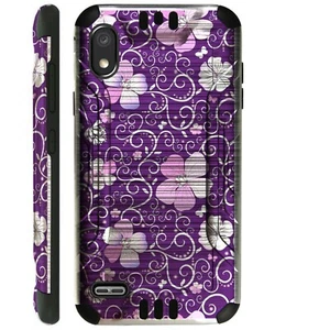 SILVERGUARD For TCL A2X A2 A1 Hybrid Phone Case Cover PURPLE FLOWER VINE - Zdjęcie 1 z 3