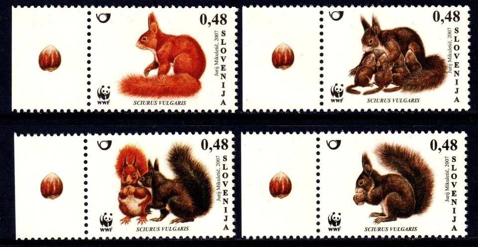 Slovenia 2007 Red Squirrel - WWF Complete Mint MNH Set SC 714-717 - Image 1 of 1