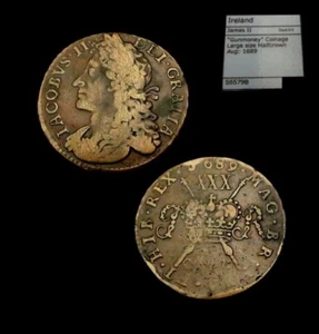 X227: 1689 (August) James II Irish Civil War GUN MONEY Half Crown, Spink 6579B - Picture 1 of 1
