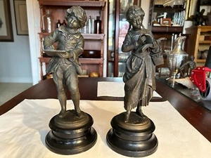 19th Century Romantic Pair of Auguste Moreau Écoliers (students) Sculptures - Picture 1 of 17