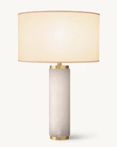 RH (Restoration Hardware) Square Column Alabaster Table Lamp – Lacquered Burnish - Picture 1 of 14