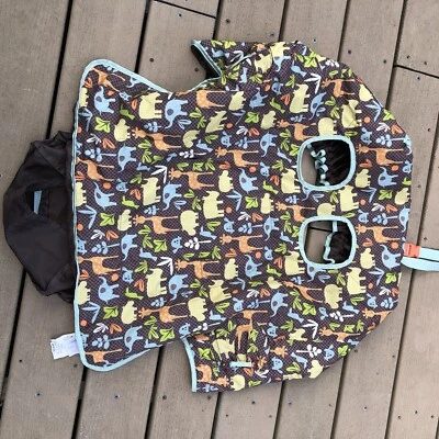 Carro de compras de viaje compacto Infantino 2 en 1/cubierta para trona marrón/animales/zoológico Foto 1 de 4