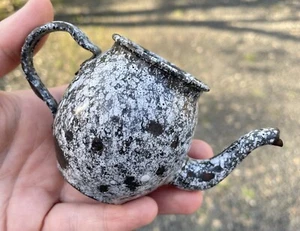 Antique Miniature Salesman's Sample Graniteware Teapot Child's Size 19th C. - Picture 1 of 9