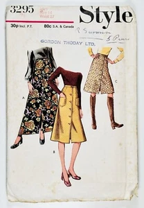 1970’s Vintage Sewing pattern Style 3295 Misses Button Front Skirt Waist 27” - Picture 1 of 4