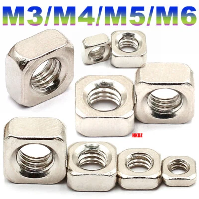 M3/M4/M5/M6 Kohlenstoffstahl Dünne Vierkantmutter Vernickelt Quadratische Mutter - Bild 1 von 4
