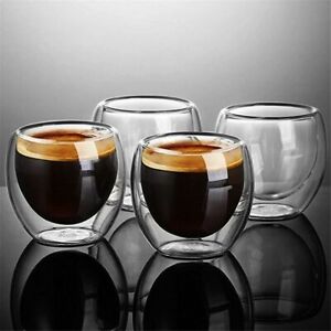 Espresso Coffee Cup Heat Resistant Double Wall Glass Whiskey Tea Cups Drinkware