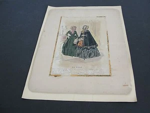 Antique-1800's-La Mode-French Fashion Paris-Hand Colored Lithograph Art Print. - Picture 1 of 6